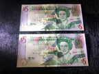 Eastern Caribbean 5 dollar (2008) 2 run UNC AW857180-857181