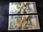 Eastern Caribbean 5 dollar (2008) 2 run UNC AW857180-857181