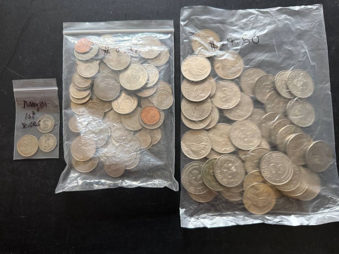 Lot of Singapore 1st Series Coins - 1c,5c,10,20c,50c FV $33.33. free malaysia 1st series coins