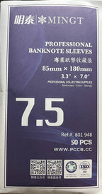 MINGTAI (PCCB) banknote protector sleeve OPP material 50pcs/pack