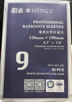 MINGTAI (PCCB) banknote protector sleeve OPP material 50pcs/pack