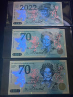 THE QUEEN'S PLATINUM JUBILEE 2022 BRITANNI COMMEMORATIVE fantasy BANKNOTE with folder (3 sets)