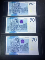 THE QUEEN'S PLATINUM JUBILEE 2022 BRITANNI COMMEMORATIVE fantasy BANKNOTE with folder (3 sets)